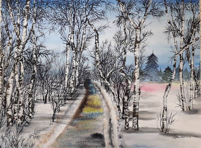 WINTER TREES PAINTING